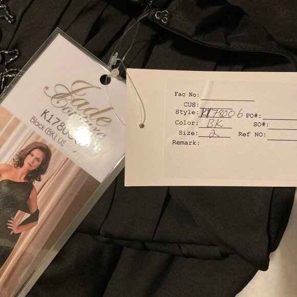 Jade Couture by Jasmine Gown Bride Mother Black Beaded K178006 Size US 2 NWT - Picture 5 of 5